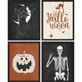 thumbnail image 5 of PixonSign Framed Wall Art Halloween Celebrations & Holidays Posters, Set of 4 Cat with Hat, Skeleton, Cat, Pumpkin Illustrations Wall Decor, Adhesive Canvas Prints for Home Decor - 11"x14" Black, 5 of 5