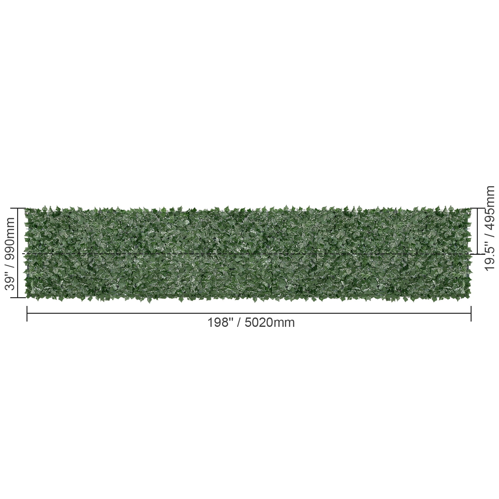 KFFKFF 39"x198" Artificial Faux Ivy Leaf Fence Screen with Mesh Cloth Backing