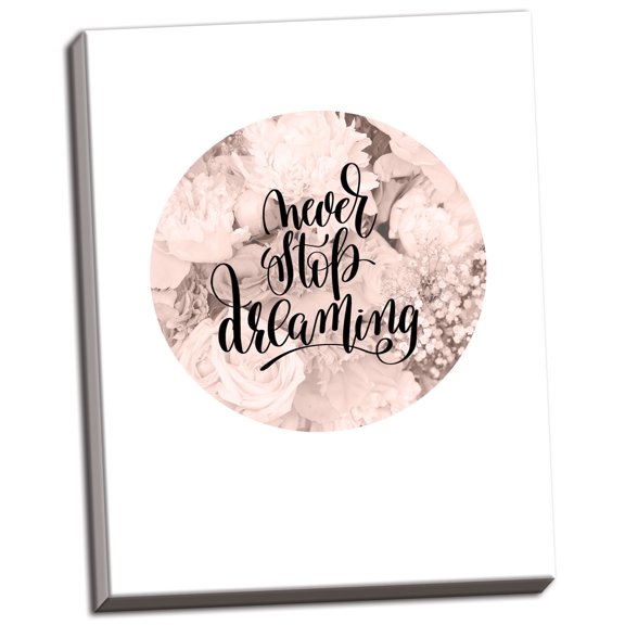 Gango Home Decor Vertical Never Stop Dreaming by TypeLike (Ready to Hang); One 12x16in Hand-Stretched Canvas