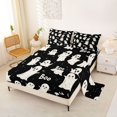 thumbnail image 2 of Manfei Cartoon Ghost Queen Sheets 4 Pieces, Happy Halloween Queen Sheet Sets, Black White Cream,1 Fitted Sheet, 1 Flat Sheet and 2 Pillowcases, 2 of 5