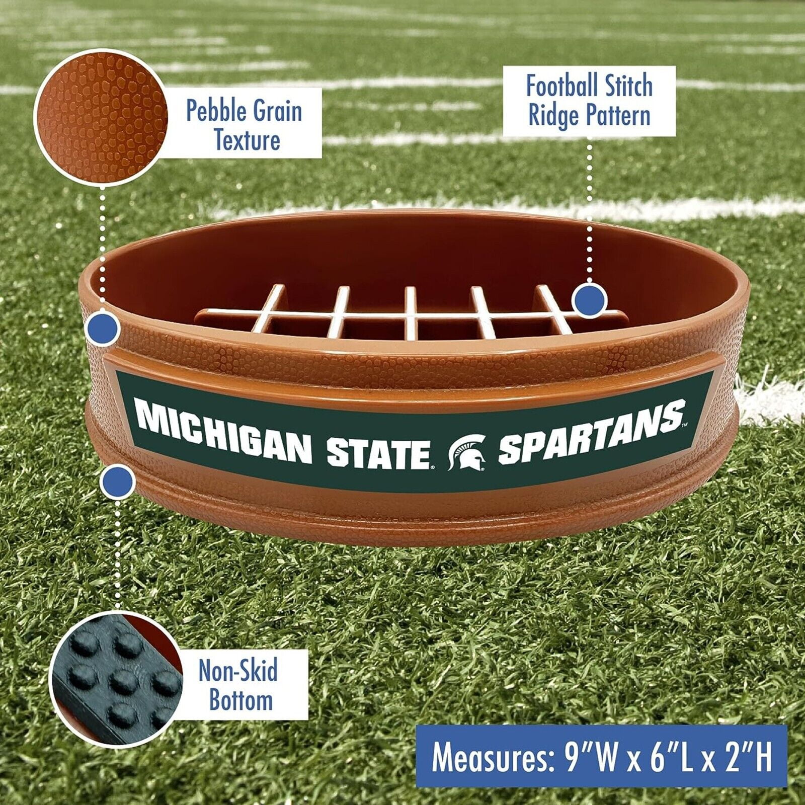 Pets First NCAA Michigan State Spartans Super-Bowl Slow Feeder Bowl for Dogs and Cats with Non-Slip Mat