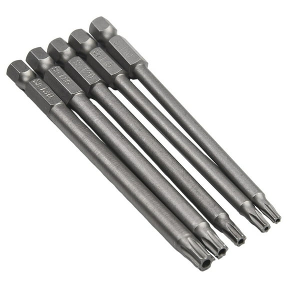 Heavy duty Hollow Torx Screwdriver Bits Set 5pcs 100mm Long for Industrial and Household Use T15 T20 T25 T30