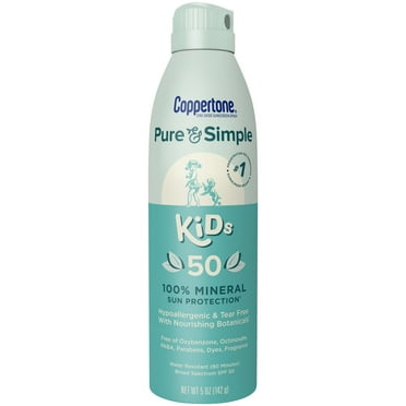 Coppertone Pure and Simple Kids Spray Sunscreen, SPF 50, 5 Oz