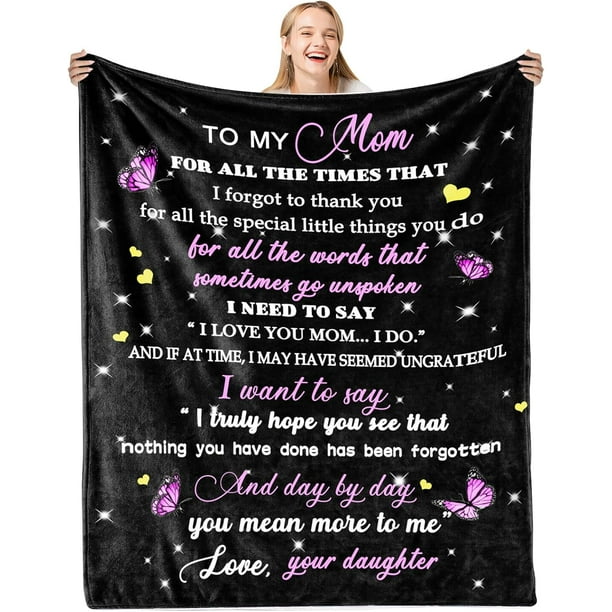 LHSHID to My Mom Blanket from Daughter Mom Gifts Birthday Soft Lightweight Mom Blanket as Mom Gifts Ideas from Kids for Her Birthday Blankets from Daughter for Birthday Mother‘s Day 30"x40"