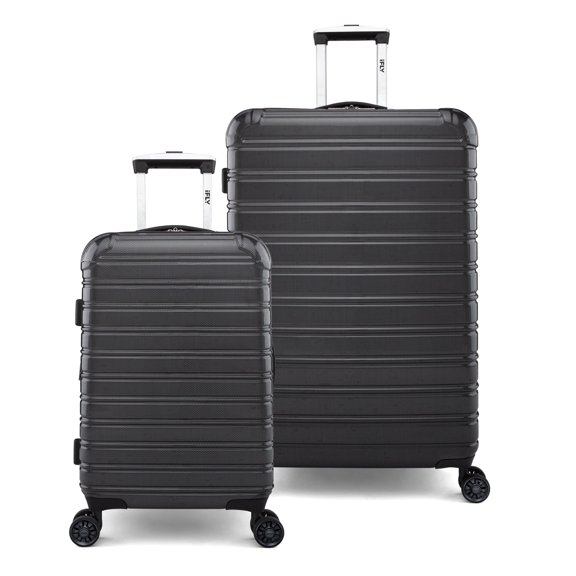 iFLY Fibertech 2-Piece Expandable Hardside Spinner Luggage Set – 20" Carry-On & 28" Checked, Black