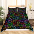 thumbnail image 2 of YST Neon Butterfly Bedding Sets Full Rainbow Butterflies Comforter Cover, Kawaii Cute Animals Bed Set Black Purple Pink Duvet Cover Green Red Yellow Quilt Cover Wildlife Decor, 2 of 5