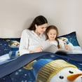 thumbnail image 5 of Feelyou Cartoon Blue Snowman Twin Bedding Sets 7-Piece, Dreamy Winter Snowflake Bedding Comforter Set, Happy New Year Reversible Sheet Sets, Microfiber Bedroom Decor, 5 of 8