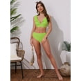 thumbnail image 5 of DARING DIVA Women's 2 Piece Ruffle Trim V Neck Leopard Bikini Set M Grass Green, 5 of 6