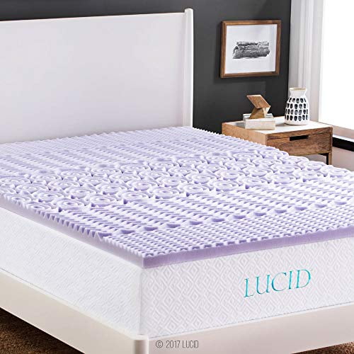 LUCID Surmatelas Complet en Mousse à Mémoire de Forme Lavande 5 Zones 2 Pouces