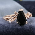 thumbnail image 2 of Coffin Cut Black simulated diamond Ring- 14K Gold plated Black Onyx Engagement Ring For Women- simulated diamond Bridal Ring Promise Ring Anniversary Gift, 2 of 6