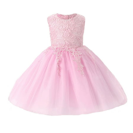 

EHTMSAK Infant Baby Toddler Child Children Kids Sleeveless Sundress for Girls Tulle Tutu Bow Dress Summer Dresses Pink 1Y-6Y 140