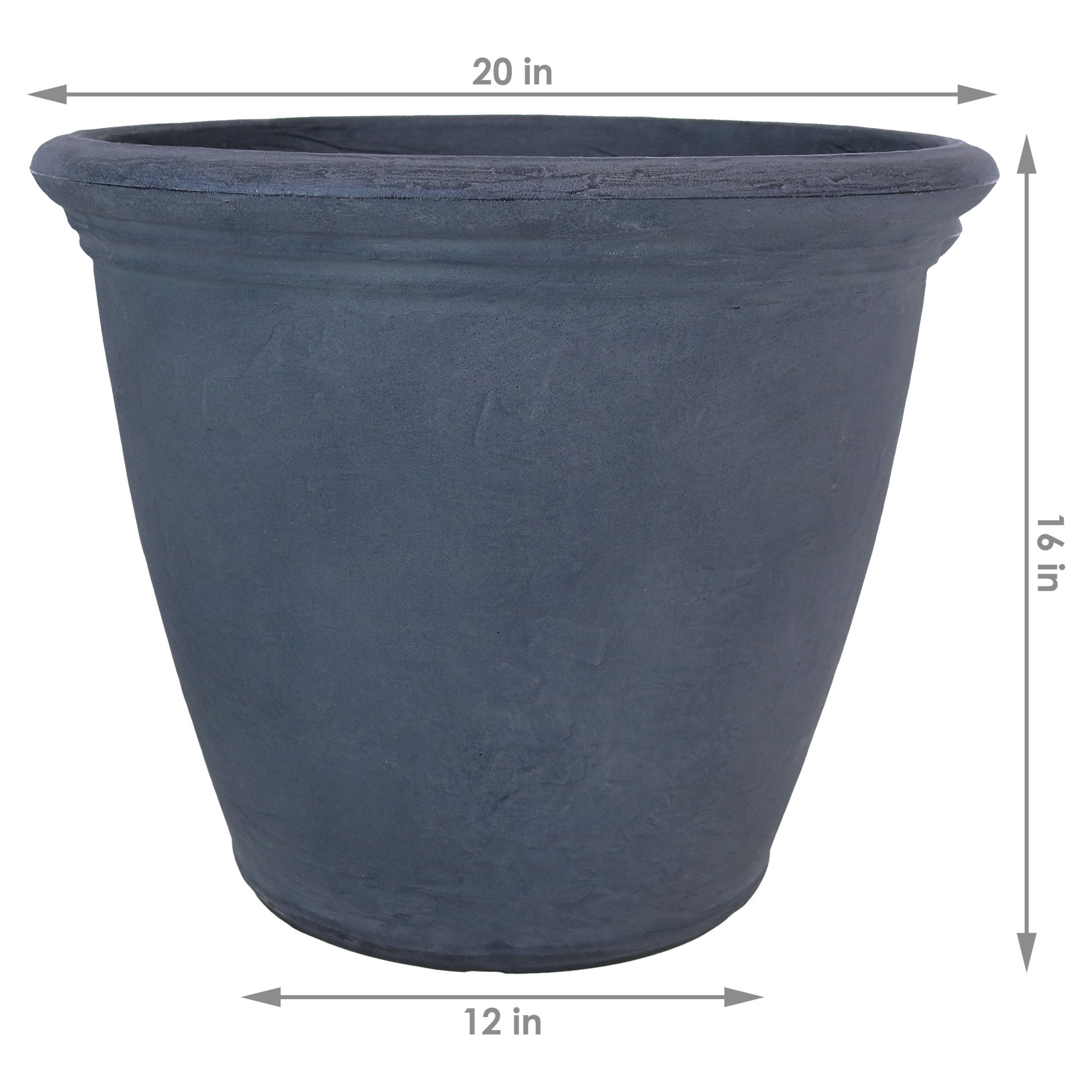 Sunnydaze Anjelica 20" x 20" x 16" Round Slate Polyresin Outdoor Planter Pot