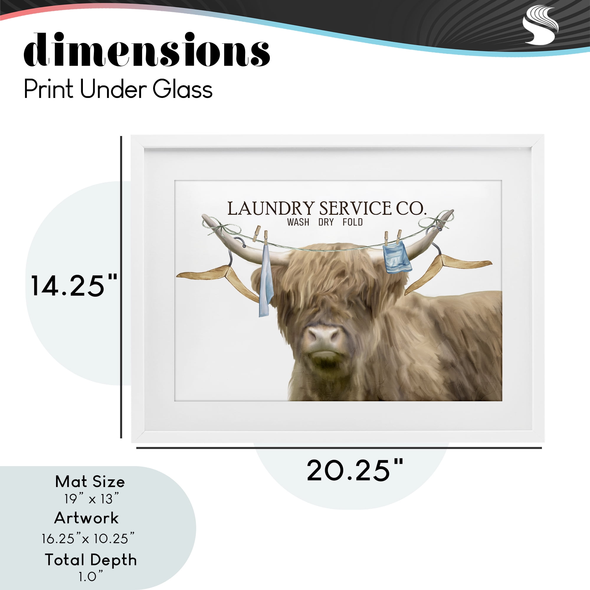 Laundry Service Cattle White Framed Print Under Glass, design by Kim Allen