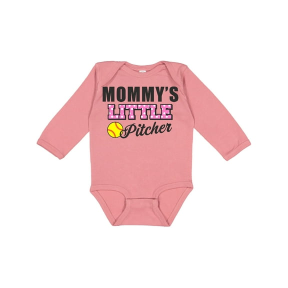 Inktastic Mommys Little Pitcher Softball Girls Long Sleeve Baby Bodysuit