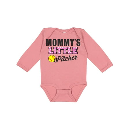 

Inktastic Mommys Little Pitcher Softball Gift Baby Girl Long Sleeve Bodysuit