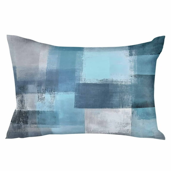 Turquoise Grey Throw Pillow Cover 24 x 36 Inch Decorative Pillow Cover Modern Oil Painting Abstract Art Lumbar Pillowcase Seasonal Rectangle Cushion Case for Couch Sofa Bed Living Room