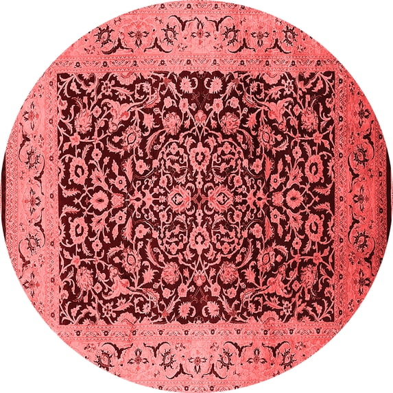 Ahgly Company Indoor Round Oriental Red Industrial Area Rugs, 6' Round