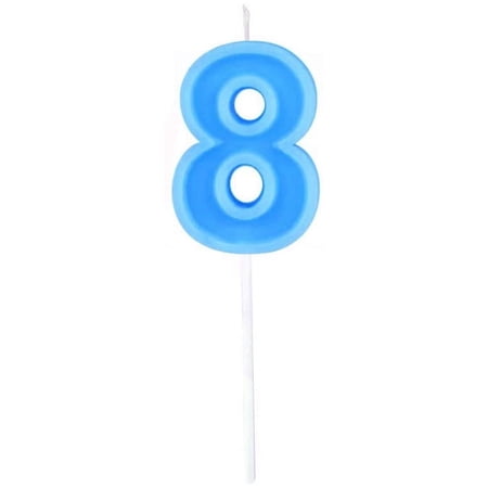 Multicolor Happy Birthday Numeral Candles Number 8 Cake Cupcake Topper Decoration for Adults/Kids Theme Party/Wedding/Memorial Day -Blue Number 8