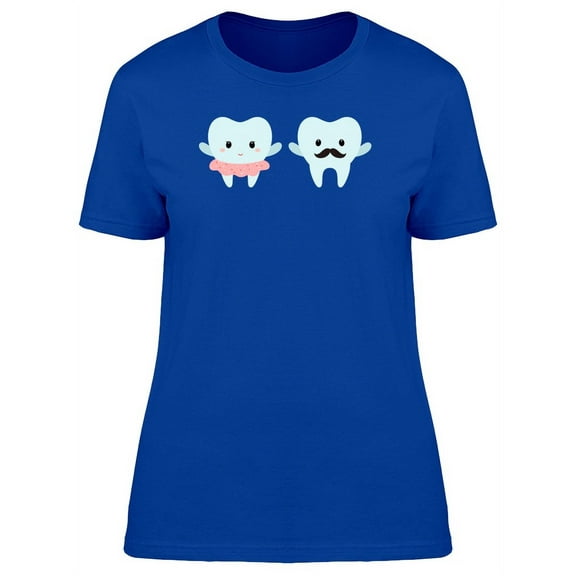 Cute Male And Female Teeth T-Shirt Women -Image by Shutterstock, Female XX-Large