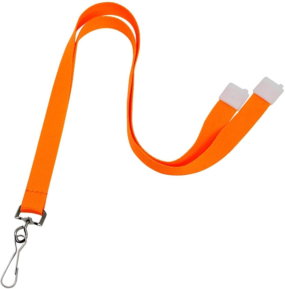25 Pack - Bright Wide Lanyards for Name Badges with Safety Breakaway Neck Clasp & ID Badge Holder J Clip - Hi Visibility Neon for Name Tag, Keys, Cruise, Student ID by Specialist ID (Neon Orange)