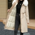thumbnail image 6 of Scyoekwg Winter Jacket for Women Clearance Winter Zippered Drawstring Hooded Thickened Long Cotton Coat Loose Outwear Long Sleeve Solid Color Casual Outerwear (Beige,L), 6 of 7