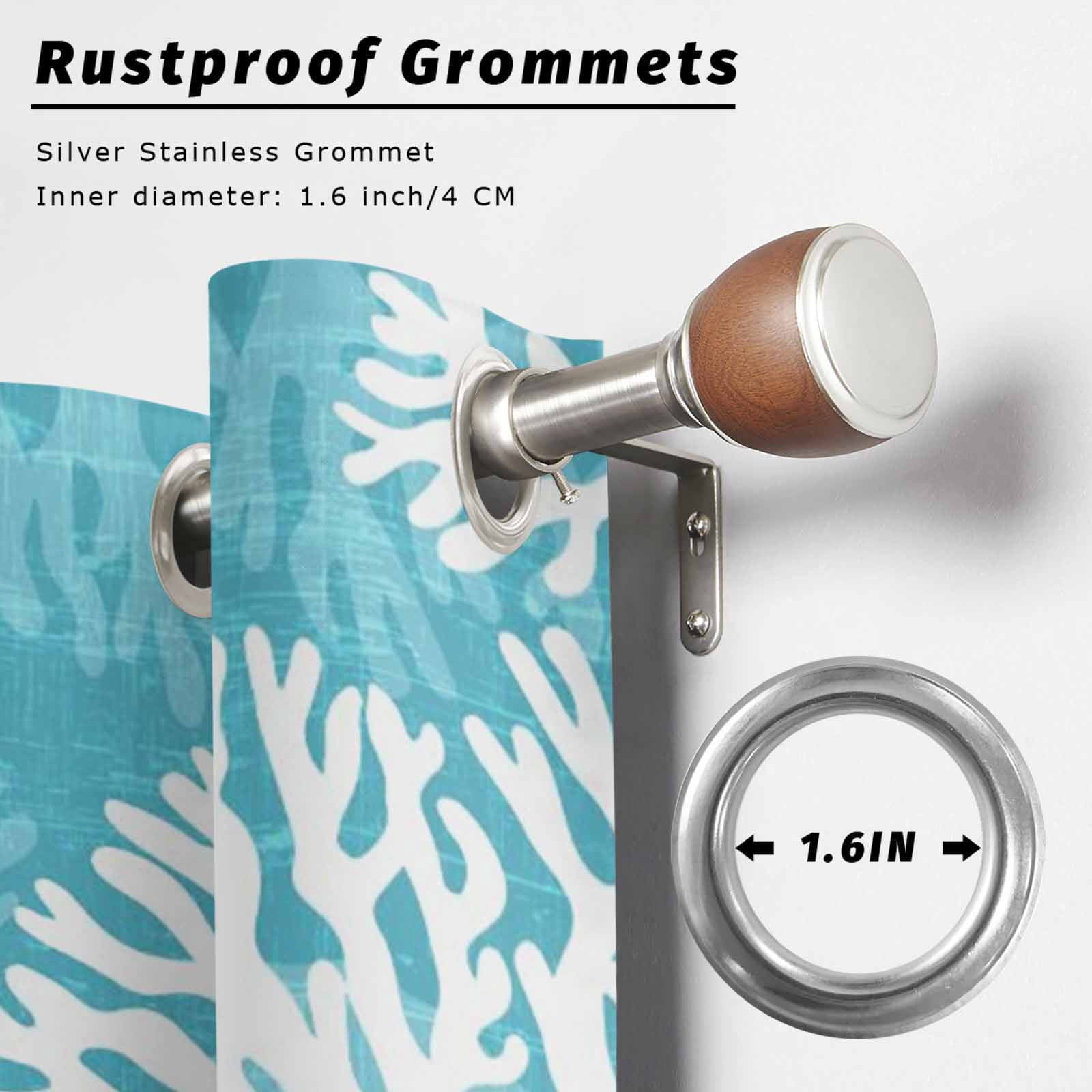 Aqua Blue Coral Outdoor Curtains for Patio, Coastal Ocean Beach Summer Nautical Modern Sunshade Privacy Drapes Grommet Waterproof Outside Curtains for Porch/Cabana/Balcony 54"x 108", 1 Panel