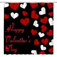 thumbnail image 2 of Valentine''s Day Shower Curtain Red Heart Black Background Romantice Sweet Couple Fabric Bathroom Curtain Set with Hooks(36" Wx70 H), 2 of 3