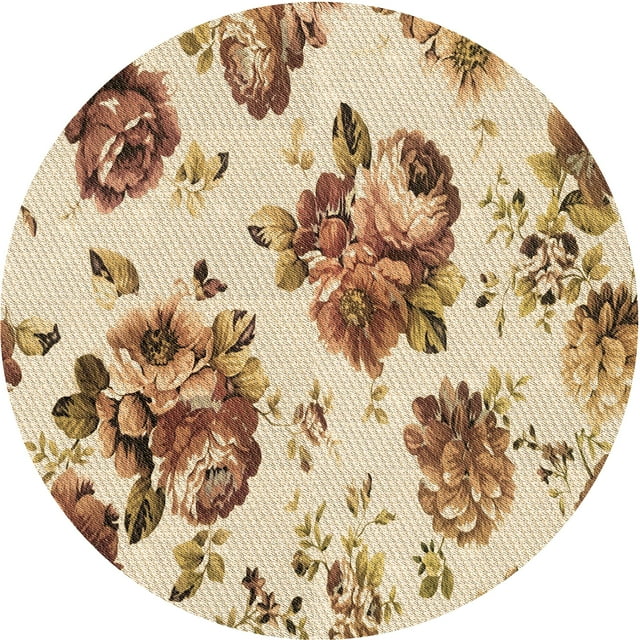 Ahgly Company Tapis d'Intérieur Lavables en Machine, Ronds, Transitionnels, Kakis, Ronds de 8'