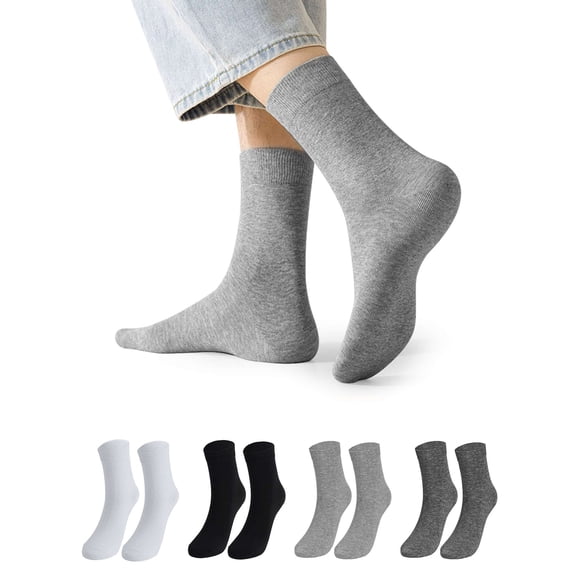 Spencer 4-Pack Crew Socks Mens Socks, Wikcing Combed Cotton Socks for Men Business Work Athletic Casual, Shoe Size 6-10