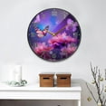 thumbnail image 3 of Purple Flowers Butterflies Wall Clock Round Silent Non Ticking Battery Operated Accurate Arabic Numerals Design Clocks for Home Kitchen Living Room Bedroom 12inch Home Decor, 3 of 6