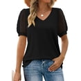 thumbnail image 3 of Eternatastic Womens Summer Tops V Neck T Shirts Swiss Dot Puff Sleeve Tops Loose Casual Tshirts Casual Fashion Blouses S-2XL, 3 of 4