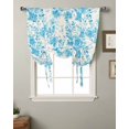 thumbnail image 2 of Aqua Flowers Tie Up Curtains for Kitchen Bathroom Bedroom Windows 45 Inch Length, Watercolor Summer Botanical Floral Balloon Drape Curtains Shade Rod Pocket Drapery Curtain Panel, 42"x54", 2 of 7