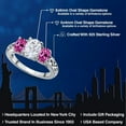 thumbnail image 2 of Gem Stone King 925 Sterling Silver White Moissanite and Pink Created Sapphire Filigree Style 3 Stone Ring for Women (2.50 Cttw, Oval 8X6MM and 6X4MM) (Size 8), 2 of 6