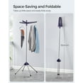 thumbnail image 3 of SONGMICS Clothes Drying Rack, 59-Inch Folding Laundry Drying Rack with 3 Rotatable Arms for Hangers, 4 Legs, Stainless Steel, for 27 Pieces of Clothes, Blue and Silver, 3 of 7