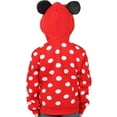 thumbnail image 3 of Minnie Mouse Polka Dot Portrait Zip Up Hoodie with Ribbon and Big Black Ear for Girls, X-Large, 3 of 4