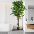 thumbnail image 5 of 6.2FT Artificial Ficus Silk Tree (75in) with Plastic Nursery Pot, Fake Plant for Living Room Balcony Corner Decor,Indoor-Outdoor Use, 5 of 7