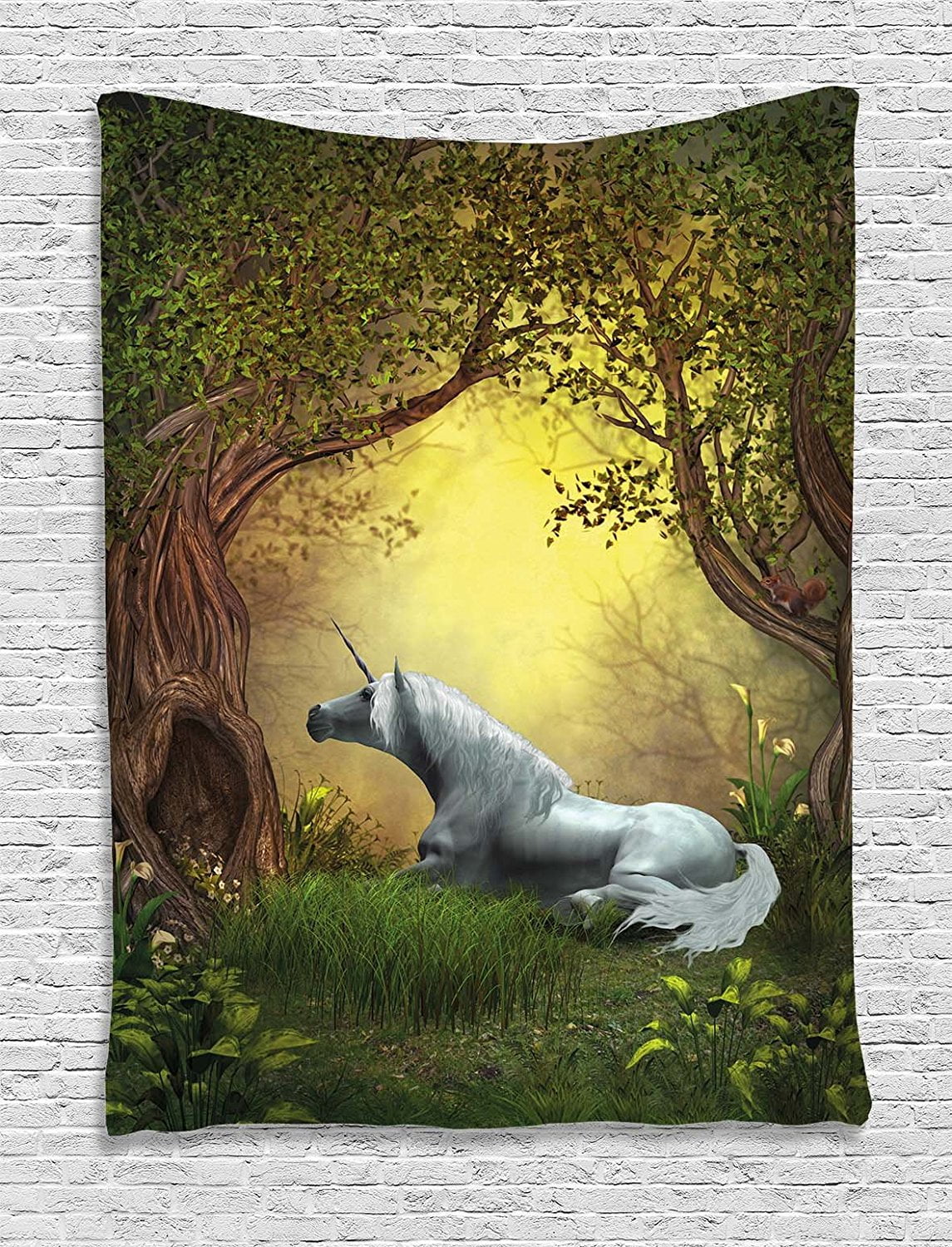 Unicorn Tapestry Wall Hanging by , Enchanted Forest Fantasy Magical