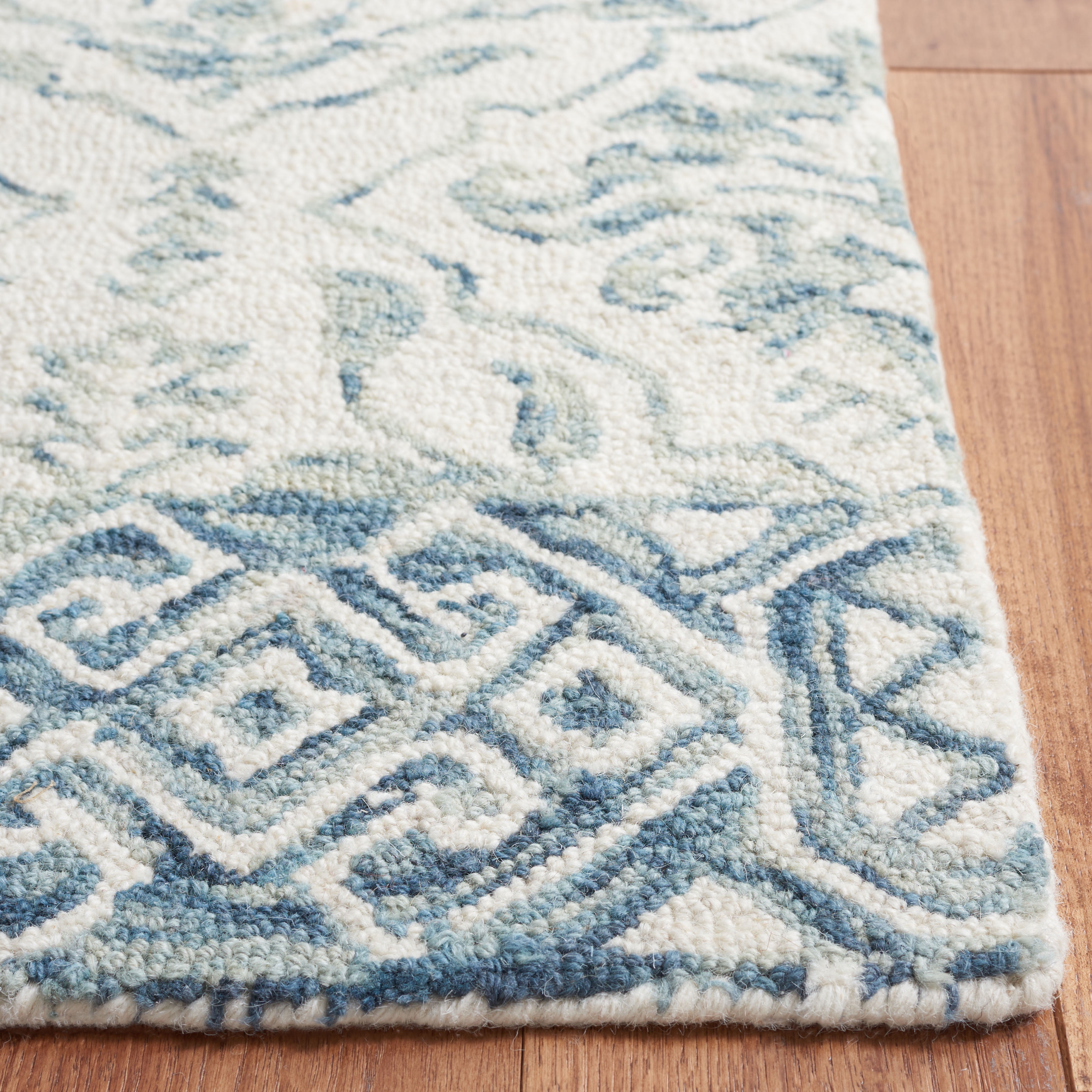 Safavieh Dip Dye Beranadette Floral Wool Runner Rug, Blue/Ivory, 2'3" x 8'