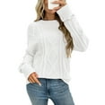 thumbnail image 2 of Women'S Oversized Cable Knit Crewneck Sweaters White S, 2 of 9