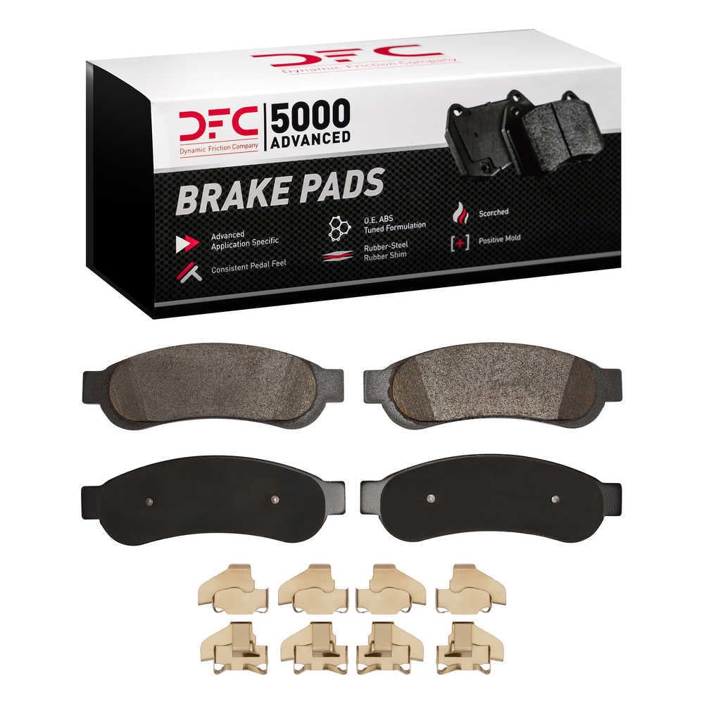 Dynamic Friction Company 1551-1334-02 DFC 5000 Advanced Brake Pads - Semi Metallic and Hardware Kit