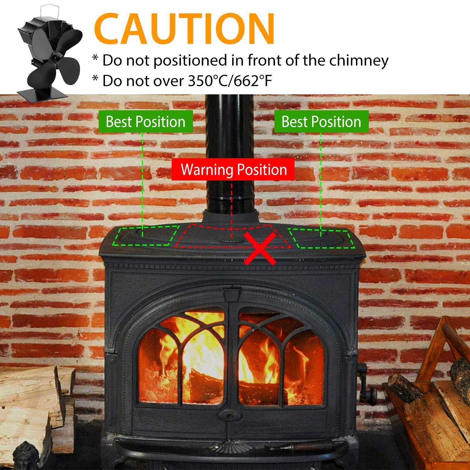 Heat Powered Stove Fan Aluminum Silent Eco Fan For Wood Log Burner Fireplace  Warm Air Fan For Winter - Walmart.com