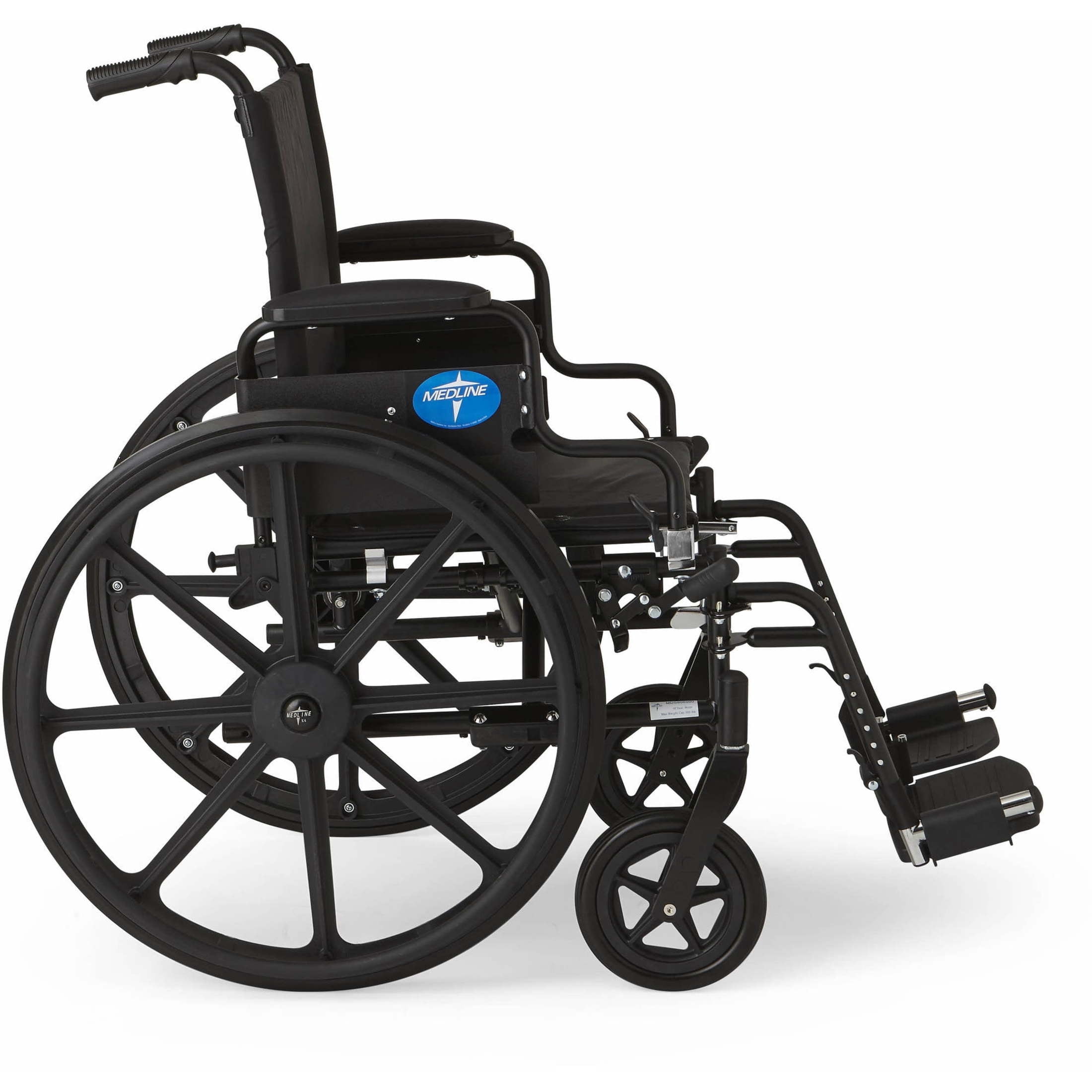 Medline Premium Ultra-Light Weight Wheelchair, Removable Flip-Back Arms, Swing Away Footrests, 300 Weight Capacity, Black
