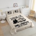 thumbnail image 3 of Happy Camping Bedding,Camper Comforter Set for Travel Trailers,RV Camping Car Down Comforter Twin,Retro Wood Planks Rustic Farmhouse Style Quilt Camper Accessories for Inside Beige, 3 of 5