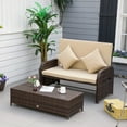 thumbnail image 2 of Outsunny Patio Loveseat Daybed w/ Storage, Footrest & Tables, Beige, 2 of 10