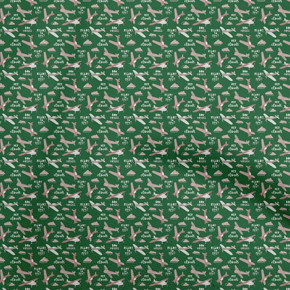 oneOone Cotton Poplin Twill Green Fabric Travel Sewing Craft Projects Fabric Prints By Yard 56 Inch Wide