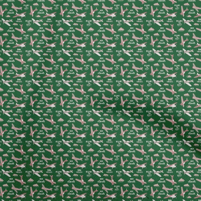 oneOone Rayon Green Fabric Travel Craft Projects Decor Fabric Printed By The Yard 56 Inch Wide