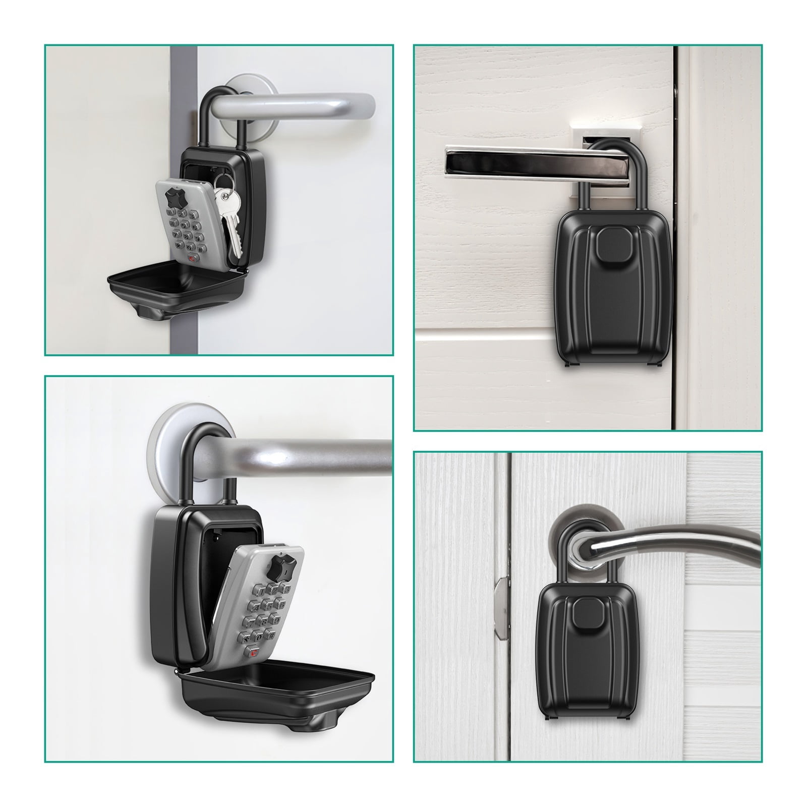 Key Safety Box 9-Digit Push-Button Combination Lock Outdoor Key Storage Box Resettable Code Key Box Waterproof Safe Deposit