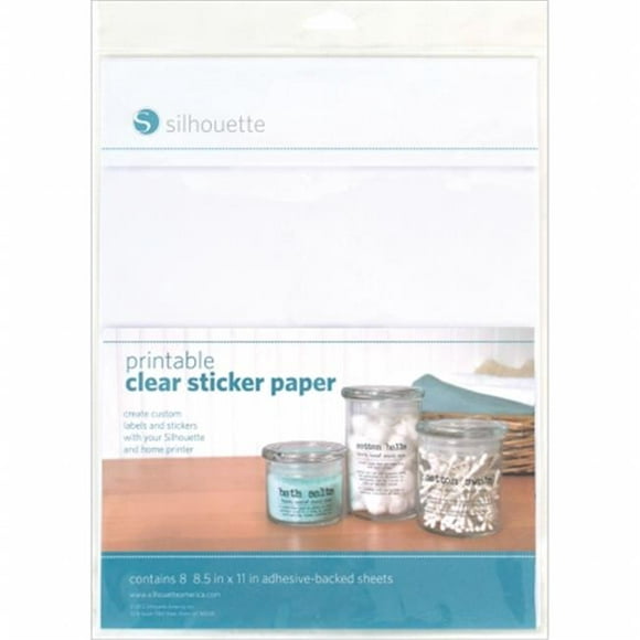Silhouette Papier Autocollant Imprimable 8.5"X11" 8/Pkg-Clear
