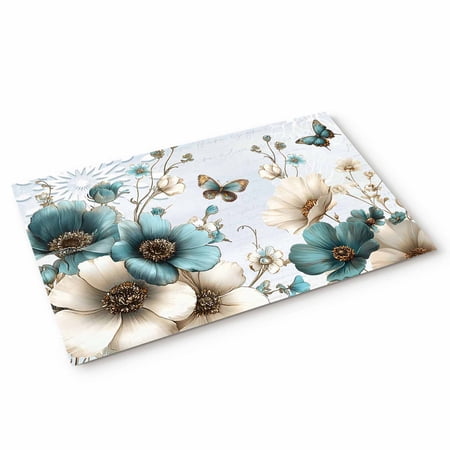 Doormat BlueTulip Doormats Entrance Door Rug Butterfly Farmhouses Floral Floor Mat Welcome Front Door Mat for Indoor Outdoor Kitchen Home Decor 18x30 Inch