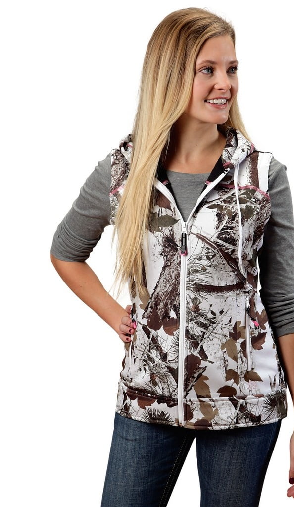 Roper Vest Womens Zipper Allover Winter White Camo 0309806910622 WH